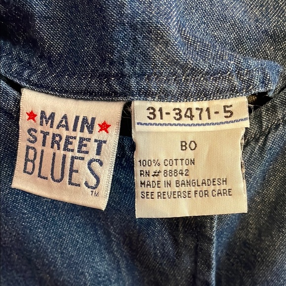 Vintage Jumper- Sleeveless Blue Button-Down Dress - Picture 5 of 5